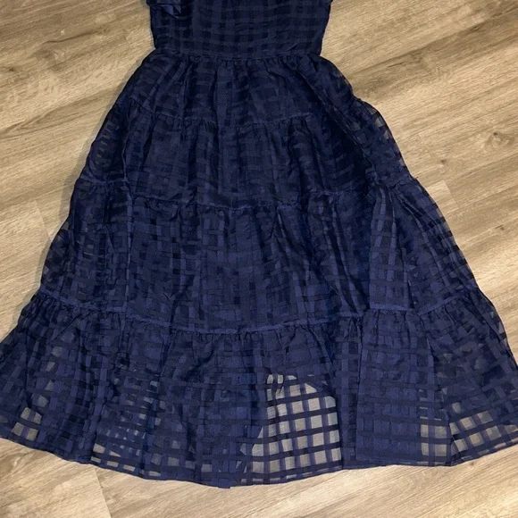 English factory Organza short sleeve button front midi dress - Picture 10 of 11